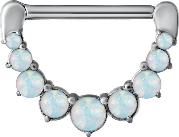 Stainless Steel Graduated White Faux-pal Cabochon Nipple Clicker Stainless Steel Graduated White Faux-pal Cabochon Nipple Clicker
