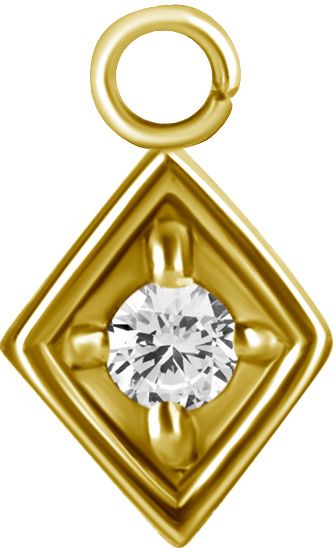 Stainless Steel Charm Gold PVD - Diamonds
