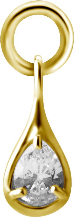 Stainless Steel Charm Gold PVD - Teardrop Gem