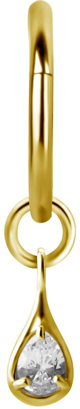 Stainless Steel Charm Gold PVD - Teardrop Gem