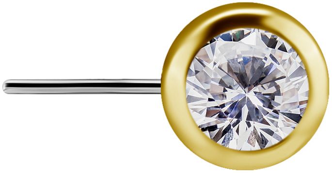 18K Solid Gold & Titanium Nipple Barbell - 4 mm Bezel