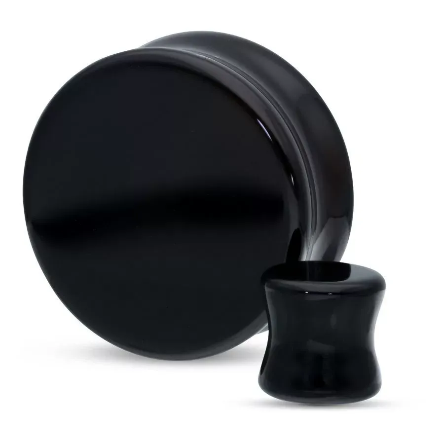 Stone Double Flared Plug - Black Onyx Stone Double Flared Plug - Black Onyx