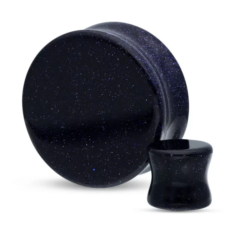 Stone Double Flared Plug - Blue Goldstone Stone Double Flared Plug - Blue Goldstone