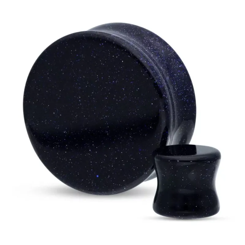 Stone Double Flared Plug - Blue Goldstone