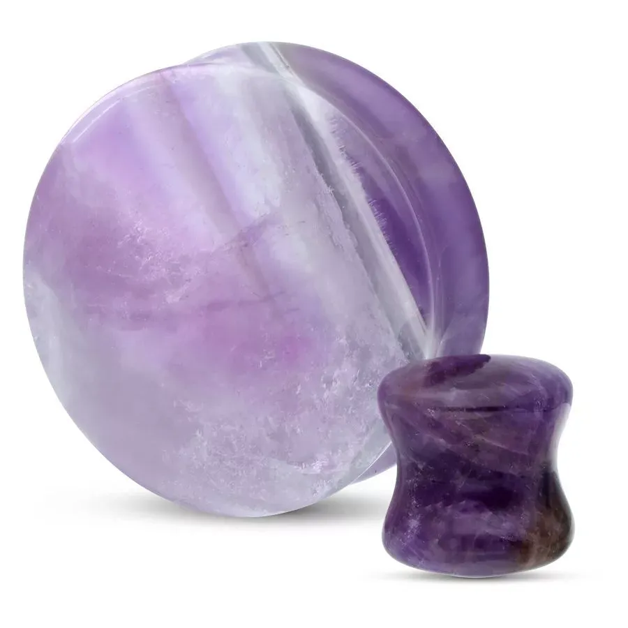 Stone Double Flared Plug - Amethyst