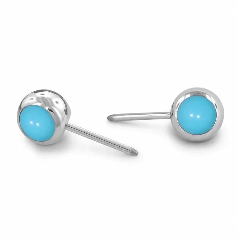 Neometal Threadless Mini Side Set Gem - Natural Stone Cabochon Turqoise