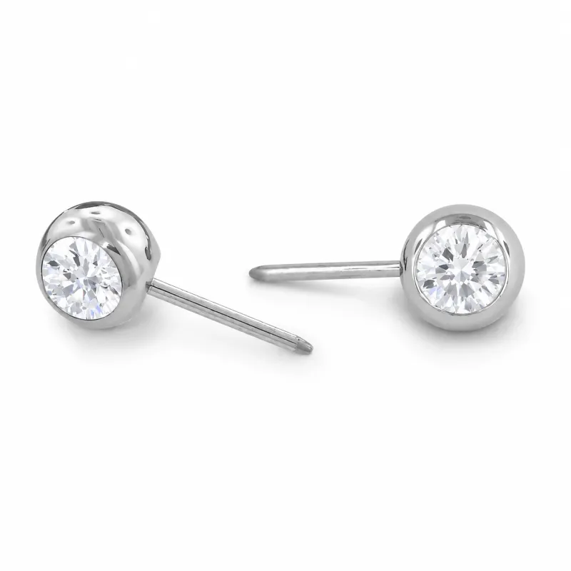 Neometal Threadless Mini Side Set Gem - Facetted Gem White CZ