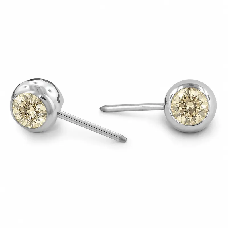 Neometal Threadless Mini Side Set Gem - Facetted Gem Champagne CZ