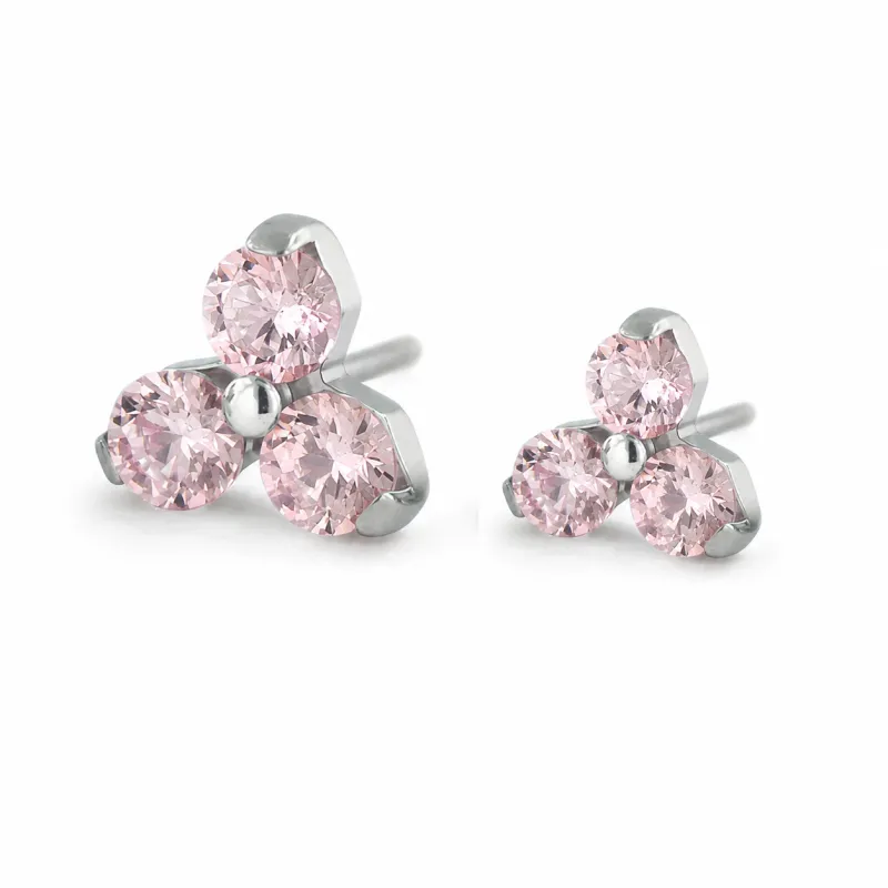 Neometal Threadless Trinity -  Morganite CZ