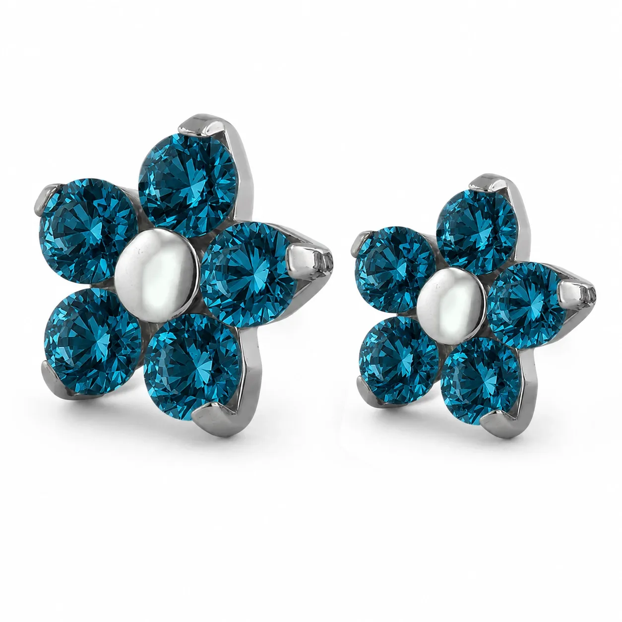 Neometal Threadless Flower -  London Blue CZ