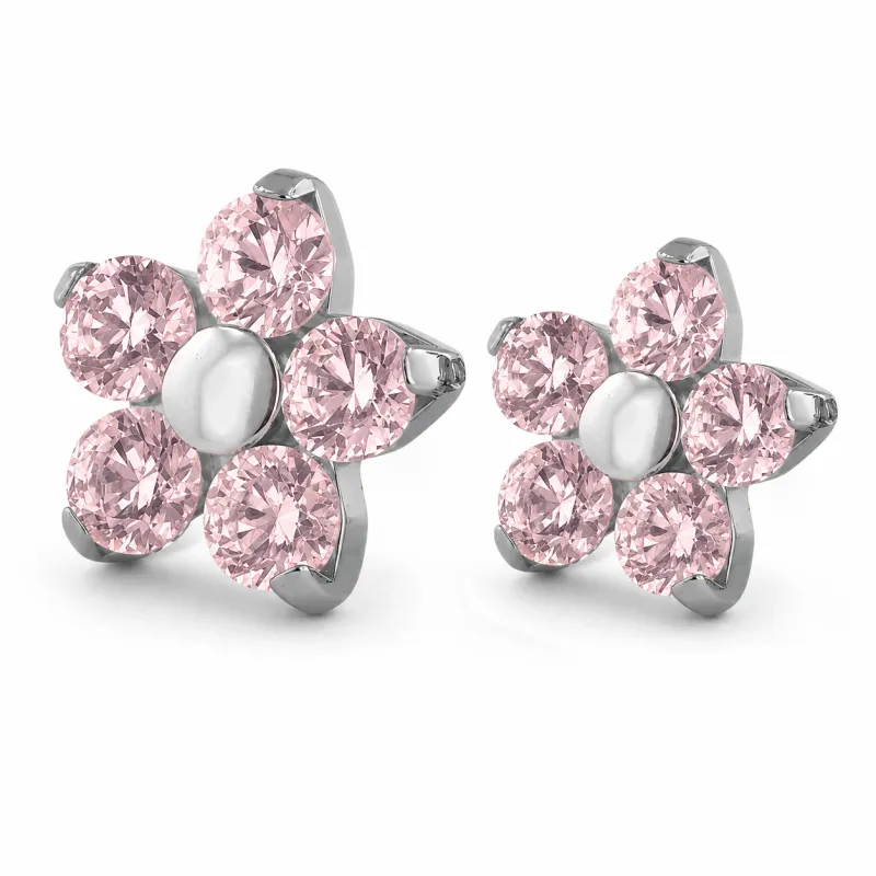 Neometal Threadless Flower -  Morganite CZ