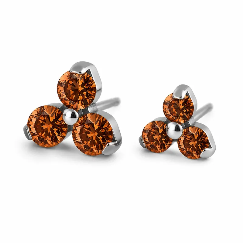 Neometal Threadless Trinity -  Caramel CZ