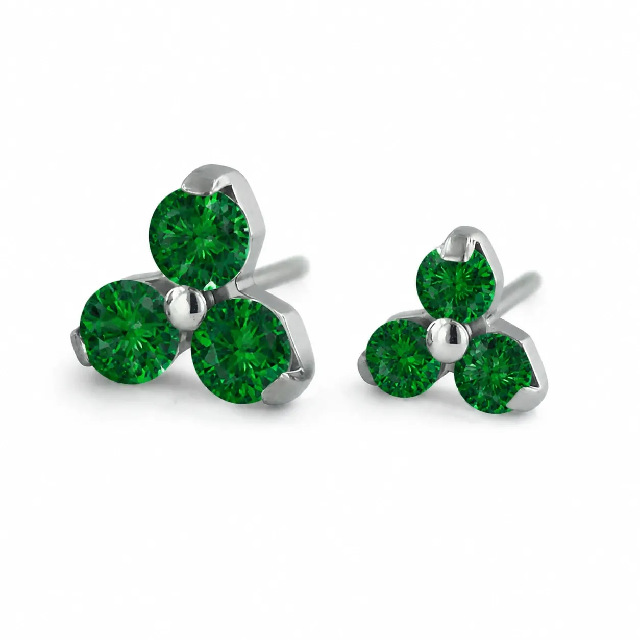 Neometal Threadless Trinity -  Emerald CZ