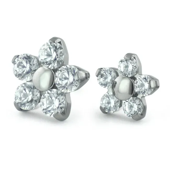 Neometal Threadless Flower -  White CZ