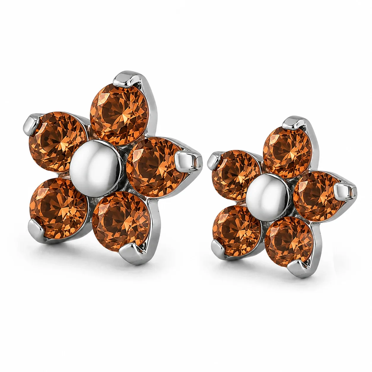 Neometal Threadless Flower -  Caramel CZ