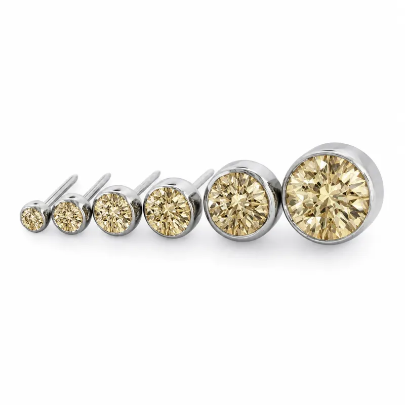 Neometal Threadless Bezel Set Facetted Gem - Champagne CZ