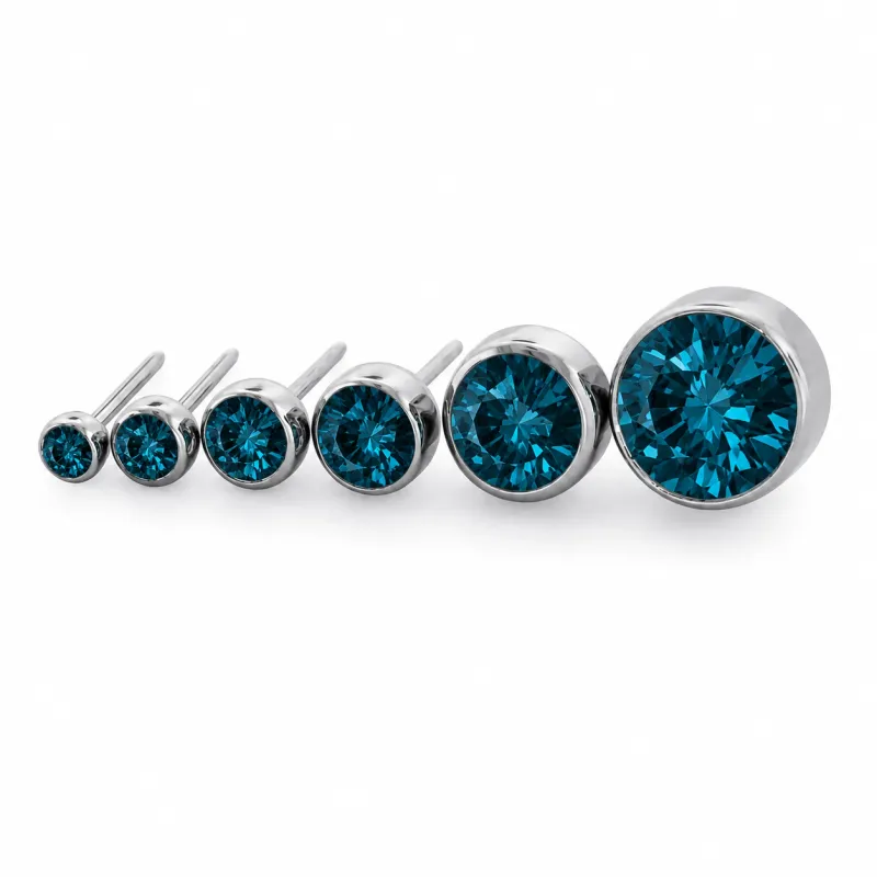Neometal Threadless Bezel Set Facetted Gem - London Blue CZ