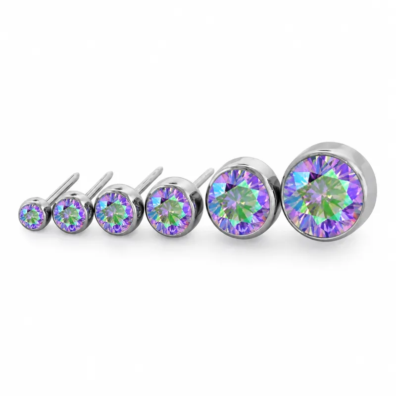 Neometal Threadless Bezel Set Facetted Gem - Paradise Shine CZ