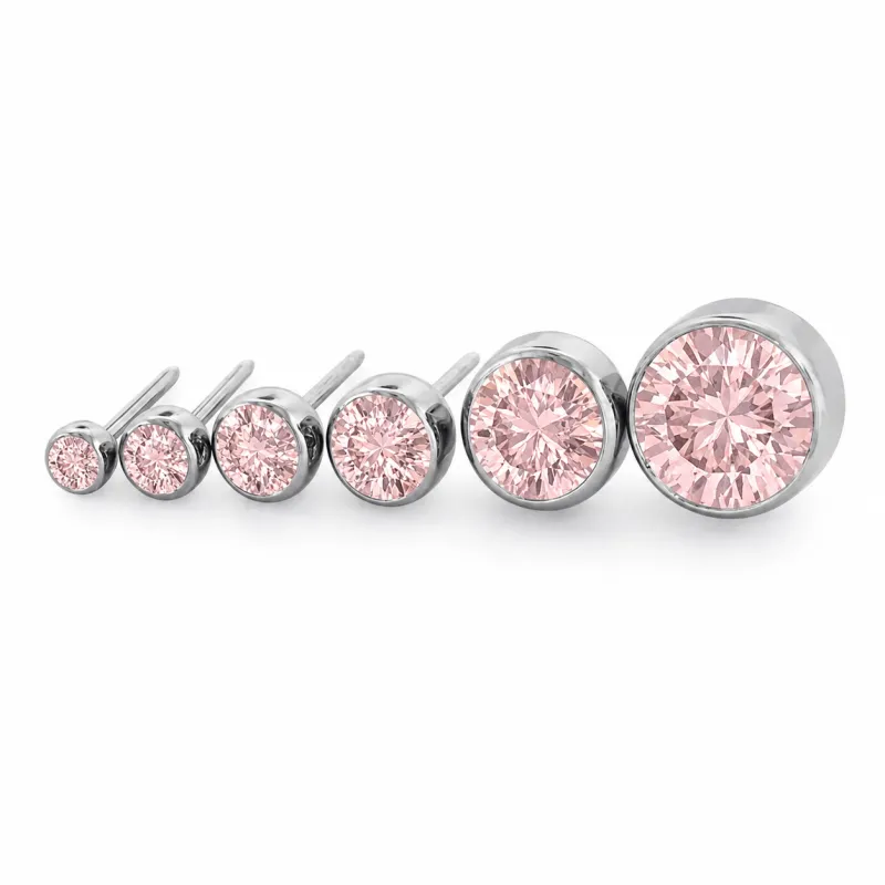 Neometal Threadless Bezel Set Facetted Gem - Morganite CZ