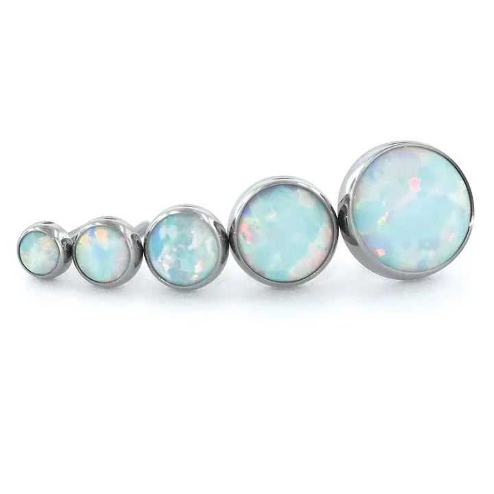 Neometal Threadless Bezel Set Cabochon - White Opal