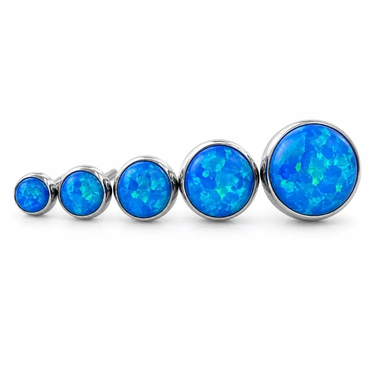 Neometal Threadless Bezel Set Cabochon - Capri Blue Opal