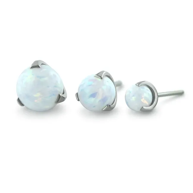 Neometal Threadless Prong Set Sphere - White Opal
