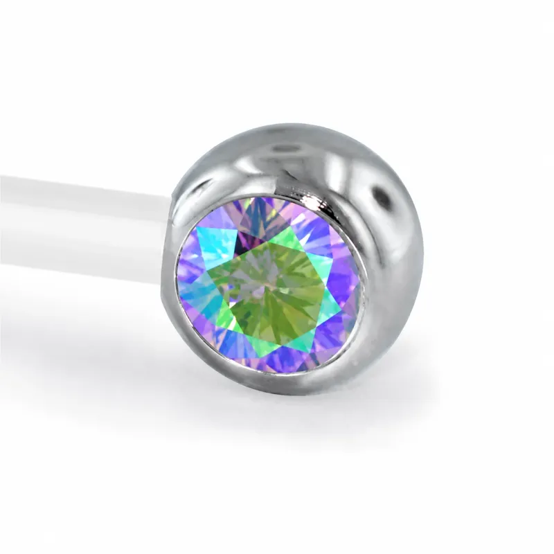 Neometal Threadless Side Set Gem - Facetted Gem Paradise Shine CZ