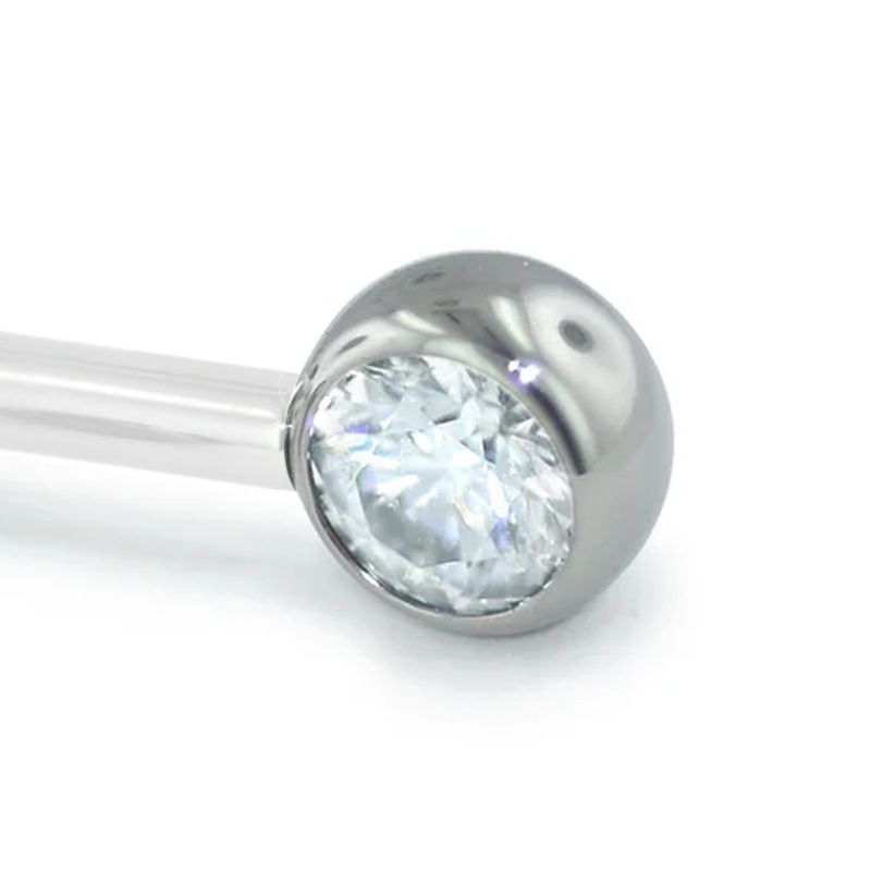 Neometal Threadless Side Set Gem - Facetted Gem White CZ
