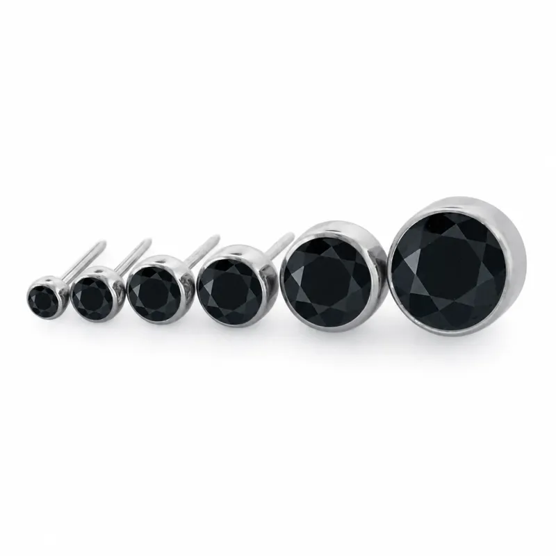 Neometal Threadless Bezel Set Facetted Gem - Black CZ