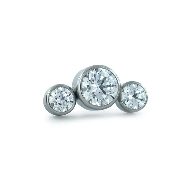 Neometal Threadless 3 Gem Cluster Curved -  White CZ