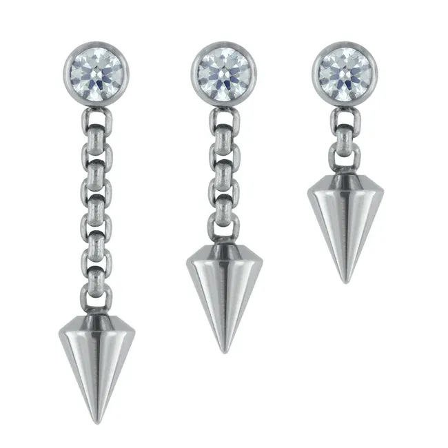 Neometal Threadless Spear Dangle -  White CZ