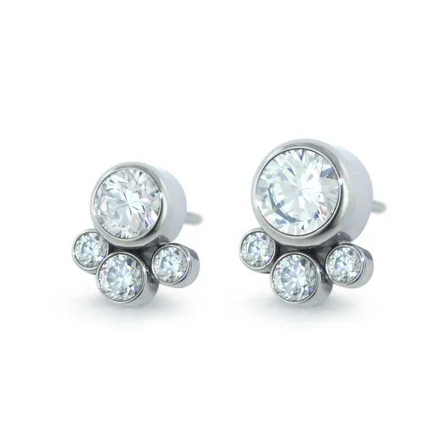 Neometal Threadless Tangent Cluster -  White CZ