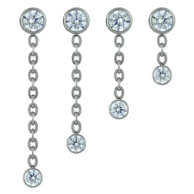 Neometal Threadless Bezel Dangle -  White CZ