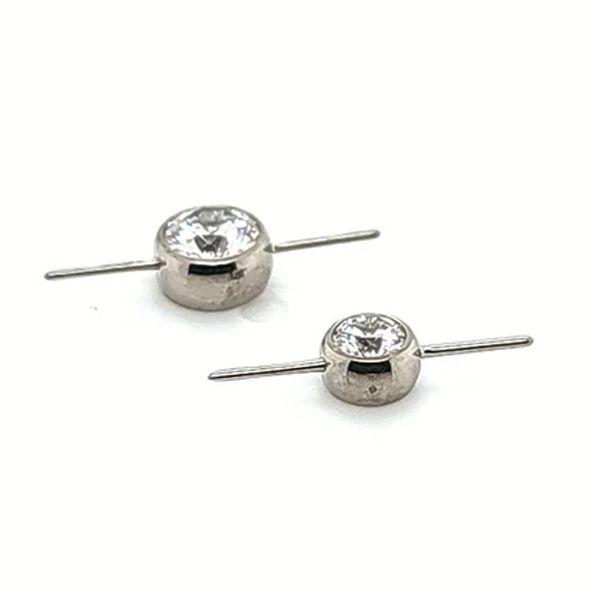 Titanium Threadless Industrial Connector Gem - White CZ