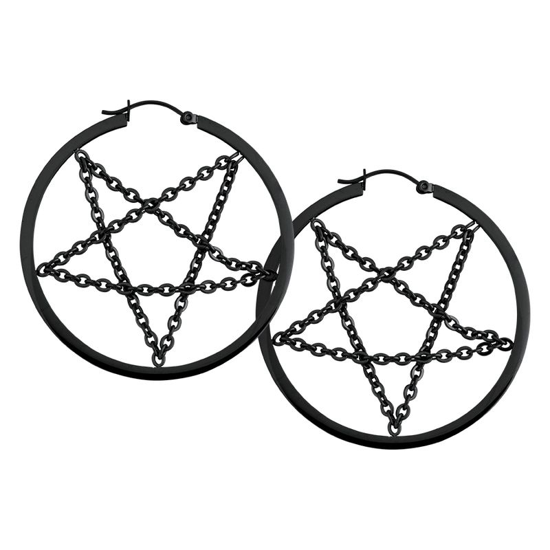 Hoops - Black Pentagram Chain Hoops - Black Pentagram Chain