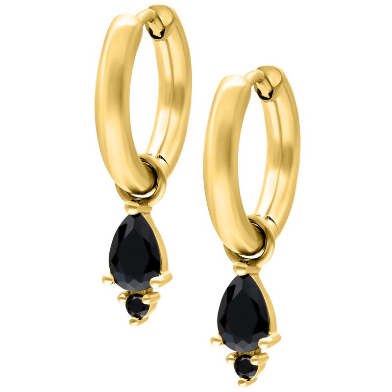Little Hoops - Gold Tear Black Little Hoops - Gold Tear Black