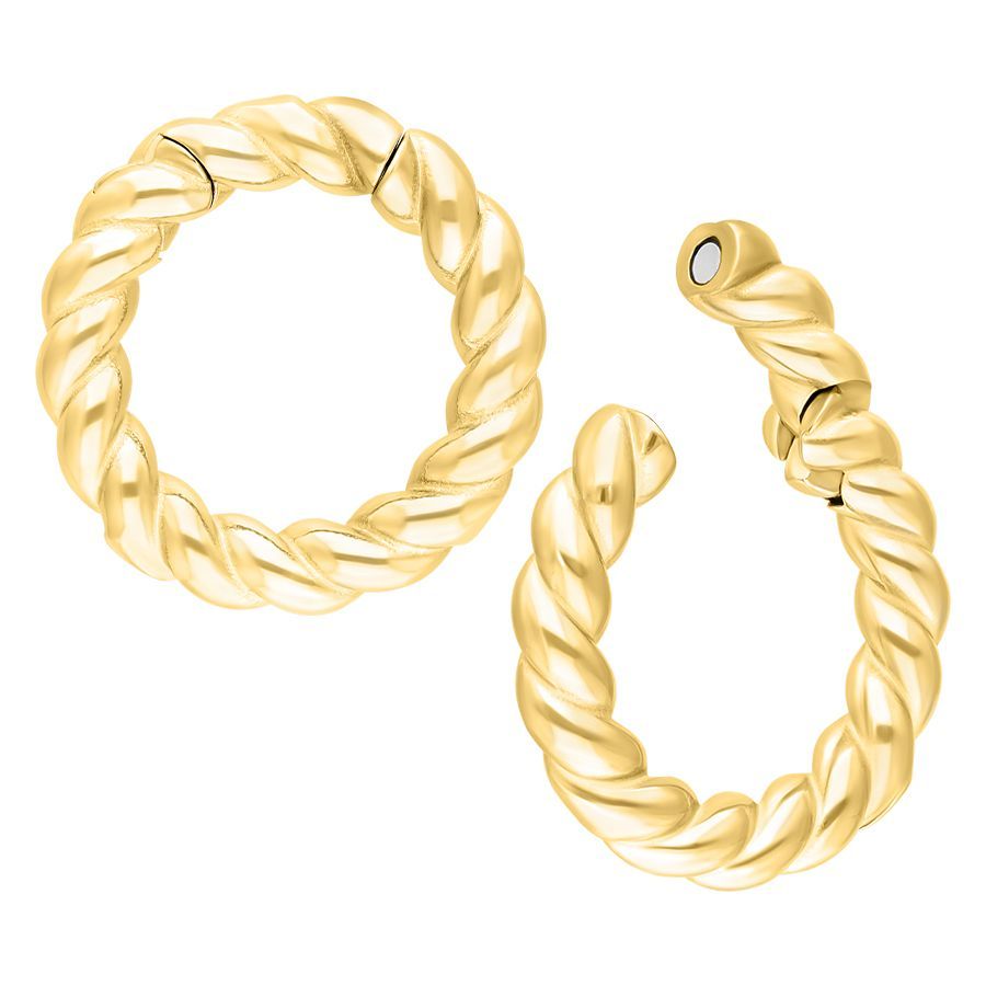 Stainless Steel Braided Rope Ear Weights Gold PVD