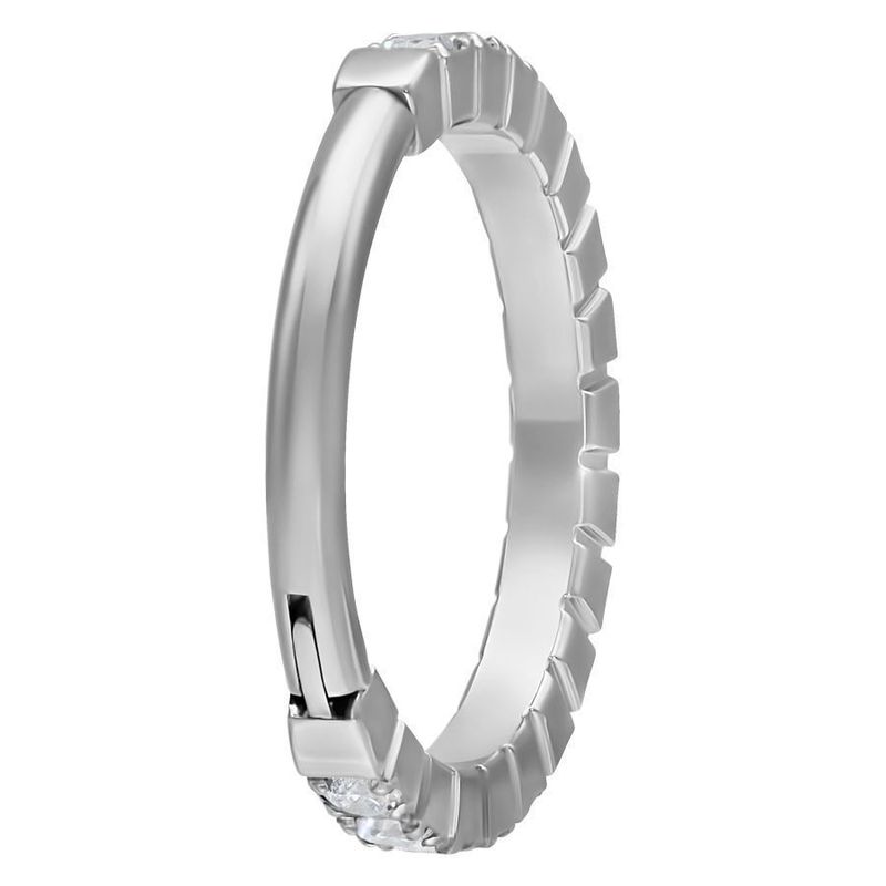 Titanium Thick Profile Pave Set Crystal Clicker Ring
