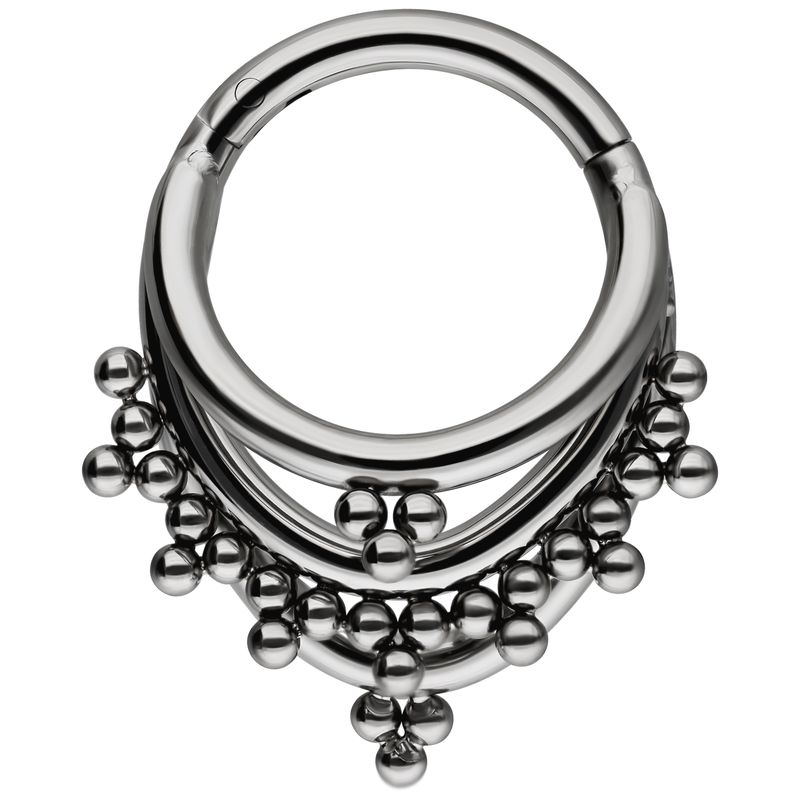 Titanium Triple Bead Accent Clicker Ring