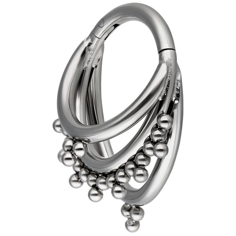 Titanium Triple Bead Accent Clicker Ring