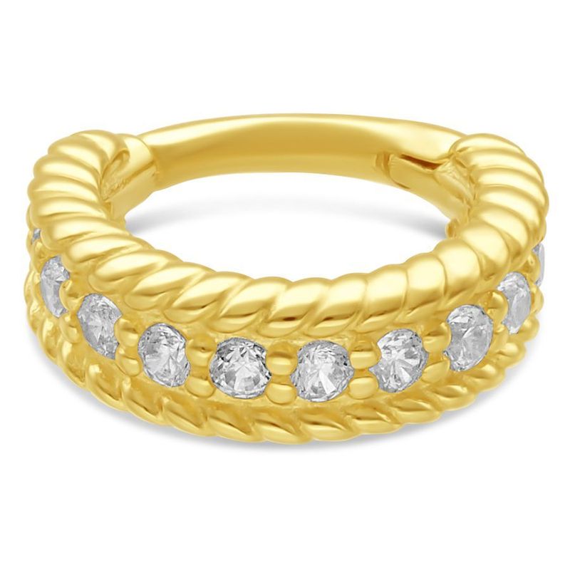 14K Solid Gold Gemmed Rope Clicker Ring