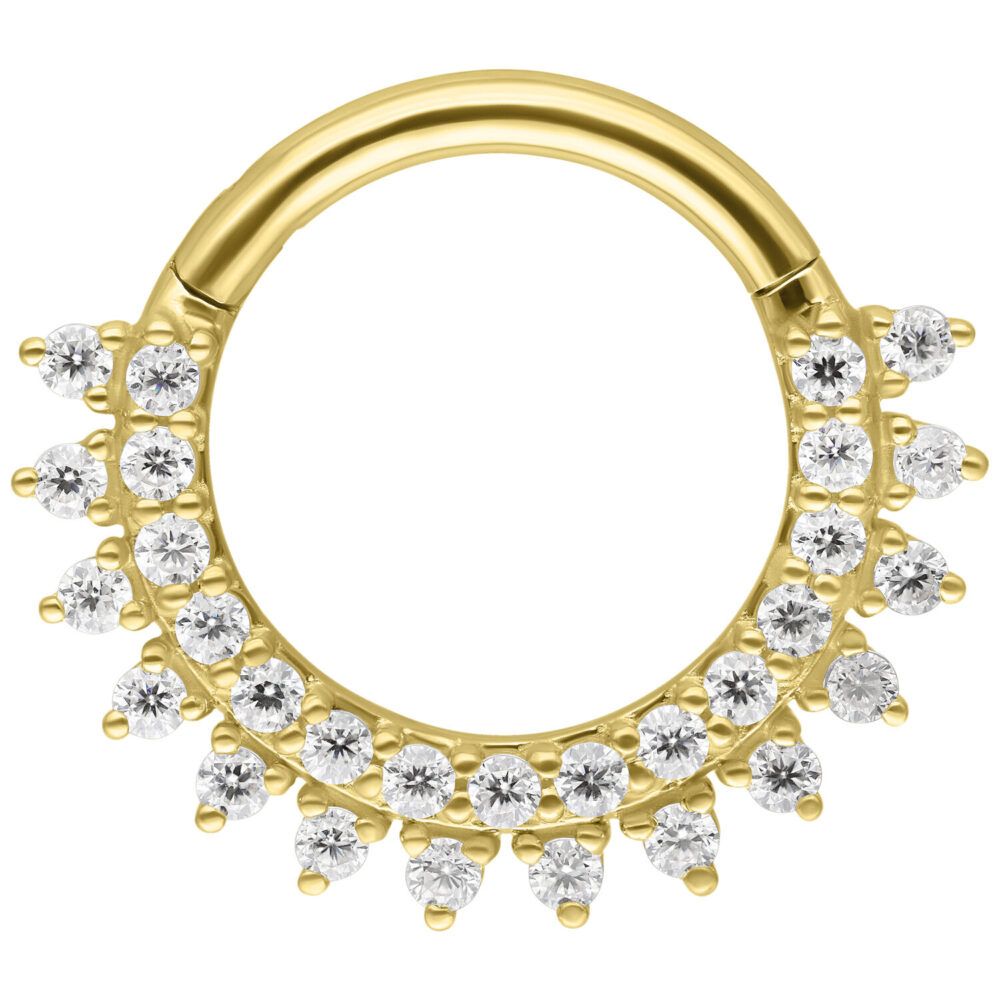 14K Solid Gold Radiating Moissanit Clicker Ring 1.2x8 mm 14K Solid Gold Radiating Moissanit Clicker Ring 1.2x8 mm