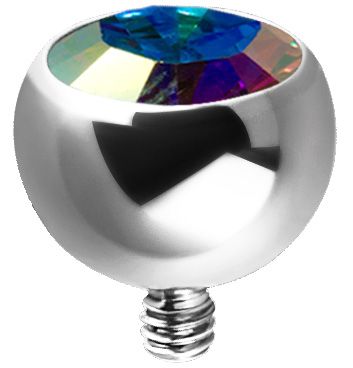 Titanium Internally Threaded Jewelled Ball - AB Crystal CZ Titanium Internally Threaded Jewelled Ball - AB Crystal CZ