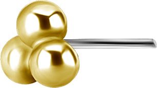 18K Solid Gold Threadless Tri-bead