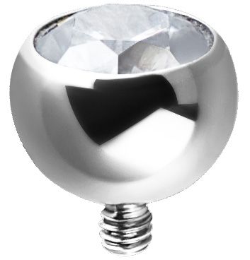 Titanium Internally Threaded Jewelled Ball - White CZ Titanium Internally Threaded Jewelled Ball - White CZ
