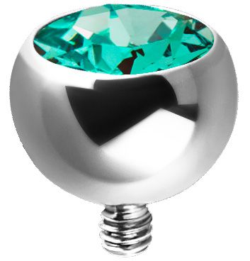 Titanium Internally Threaded Jewelled Ball - Mint Green CZ Titanium Internally Threaded Jewelled Ball - Mint Green CZ