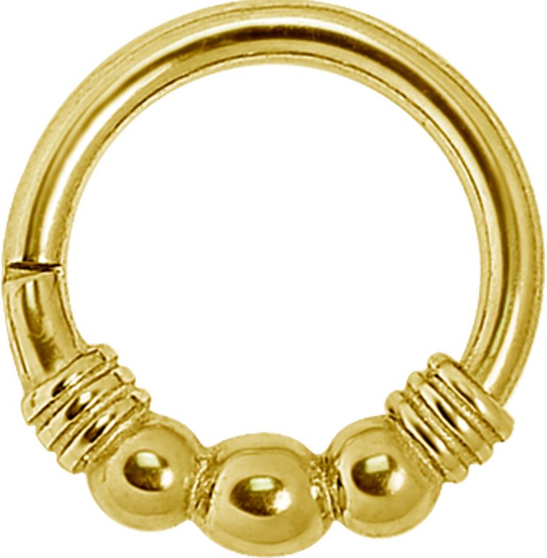 Stainless Steel Triple Bead Clicker Ring Gold PVD