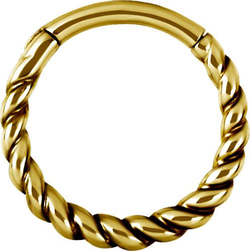 Stainless Steel Twisted Rope Clicker Ring Gold PVD