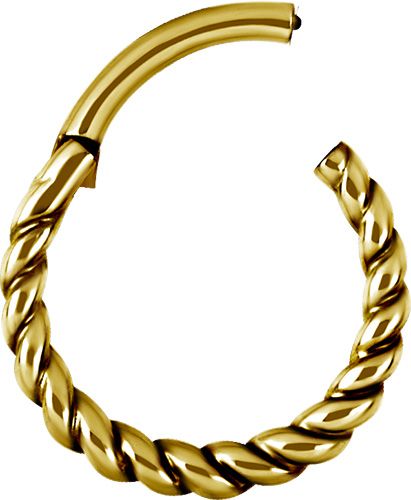Stainless Steel Twisted Rope Clicker Ring Gold PVD