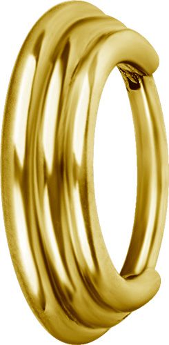 Stainless Steel Stacked Triple Clicker Ring Gold PVD